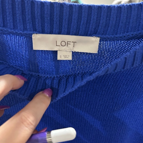 LOFT 100% Cotton Royal Blue Sweater Size Small - Picture 2 of 8